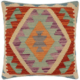 handmade Traditional Pillow Rust Beige Hand-Woven SQUARE 100% WOOL  Hand woven turkish pillow  PILLOW